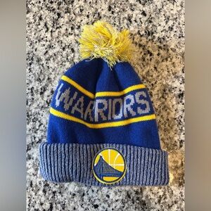 NBA Golden State Warriors Winter Warm Cap Yellow Blue Puffball Toboggan